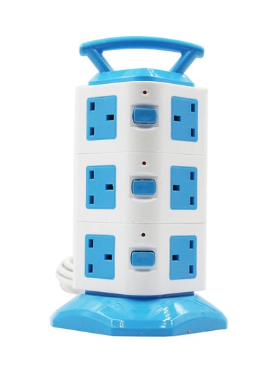 Buy 12-Way Extension Socket With USB Port Blue/White 3meter in Saudi Arabia