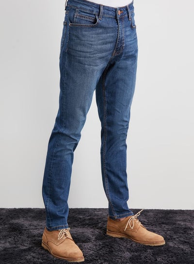 Buy Mid Wash Slim Fit Jeans Blue in Saudi Arabia