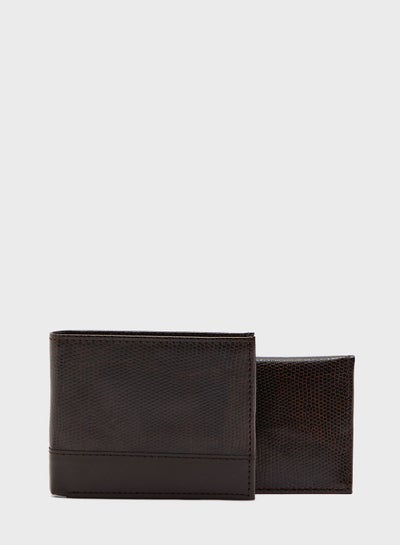 Buy 2-In-1 Wallet And Card Holder Gift Set Brown in UAE