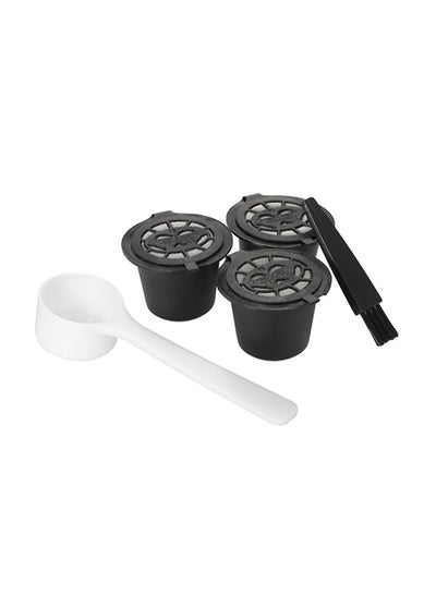 Buy 3-Piece Coffee Capsule Filter With Spoon And Brush Black in Saudi Arabia