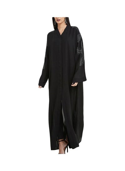 Buy Embroidered Pattern Abaya Black in UAE