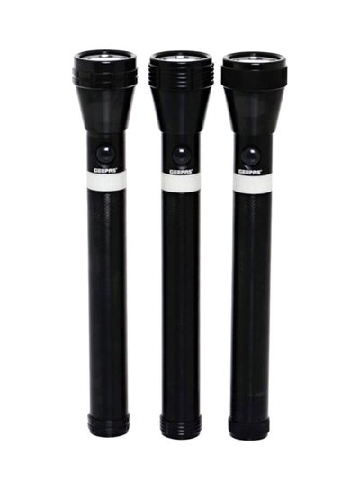 Buy 3-Piece Rechargeable LED Flashlight Black in Saudi Arabia