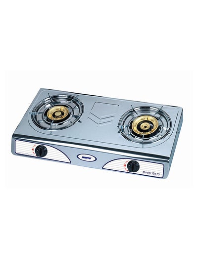 اشتري Stainless Steel Gas Stove Burner - 2 Burner Hob, Automatic Ignition System, User Friendly, Robust Build, High fuel-efficiency, Anti-Skid Feet, Energy Efficient Burners, Innovative Pan Support, Easy to Clean| 2 Years Warranty GK73 Silver في الامارات