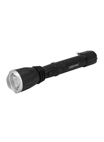 Buy Rechargeable LED Flashlight with Hyper Bright 1W Hi-Power LED Light, Built-in 400mAh Lead Acid Battery, Black 5.5x31cm in Saudi Arabia