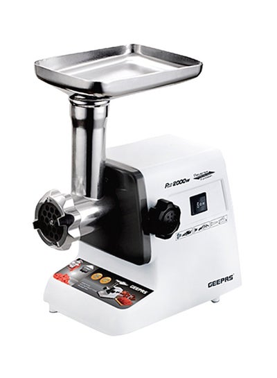 Buy Meat Grinder, Electric Meat Mincer, Reverse Function Metal Cutting Plates, Accessories, Metal Gears, Stainless Steel Blade 1kg Capacity 800.0 W GMG767 White/Silver in UAE