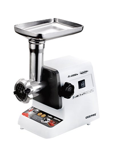 اشتري Meat Grinder, Electric Meat Mincer, Reverse Function Metal Cutting Plates, Accessories, Metal Gears, Stainless Steel Blade 1kg Capacity 800.0 W GMG767 White/Silver في الامارات