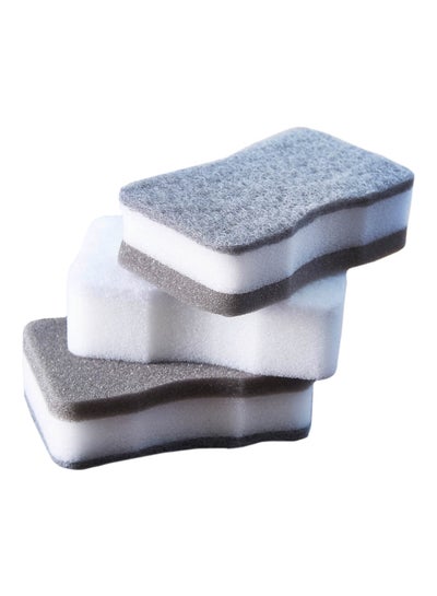 Buy 3-Piece Cleaning Sponge White/Grey 10.8x3.5x6.6centimeter in Saudi Arabia