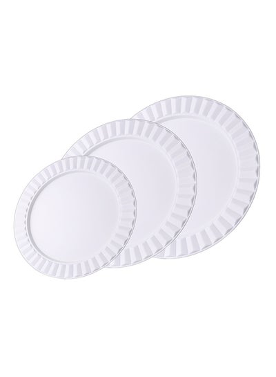 Buy 3-Piece Iron Round Shape Serving Tray Set Includes 1xTray (L) 45cm, 1xTray (M) 39cm, 1xTray (S) 33cm Ivory White in Saudi Arabia