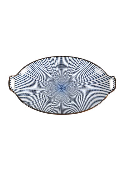 اشتري Round Double Ear Style Dinner Plate Blue/White 13 inch في الامارات