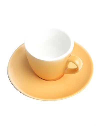 Buy Ceramic Coffee Cup And Saucer Orange 11.7x11.7x1.8cm in Saudi Arabia