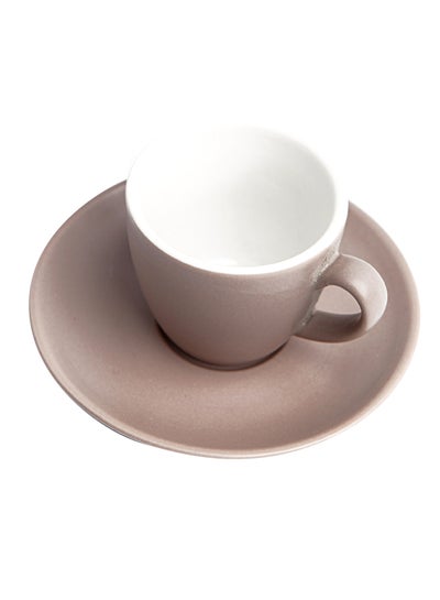 Buy 100CC Ceramic Coffee Cup And Saucer Set Grey 11.7x11.7x1.8centimeter in UAE