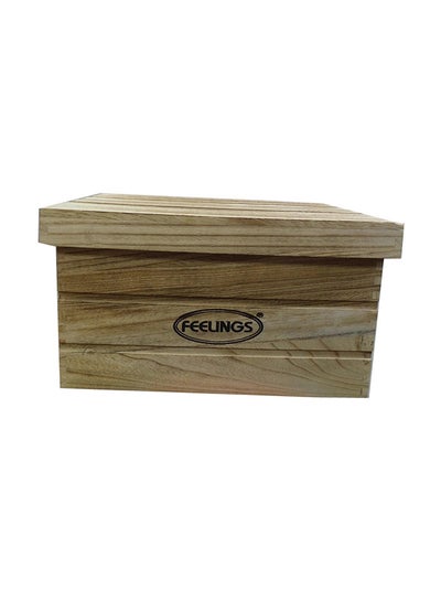 Buy Wooden Storage Box with Lid Brown 36x25x20centimeter in UAE