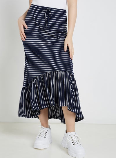 Buy Striped Midi Skirt Navy in Egypt