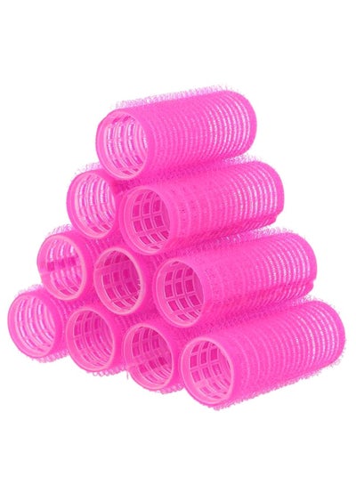 Buy 10-Piece Self Grip Hair Curling Roller Set Pink in UAE