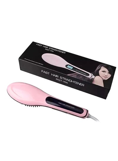 Buy Electric LCD Fast Hair Straightening Brush Pink/Black in Saudi Arabia