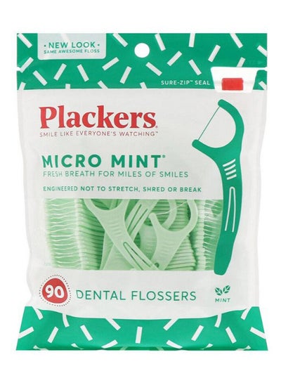 Buy 90-Piece Micro Mint Dental Flosser Set Green in UAE