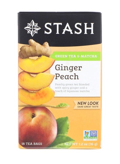 Buy 18 Ginger Peach Green Tea And Matcha Tea Bags in UAE