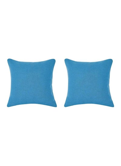 Buy 2-Piece Decorative Cushion Set Linen Blue in Saudi Arabia