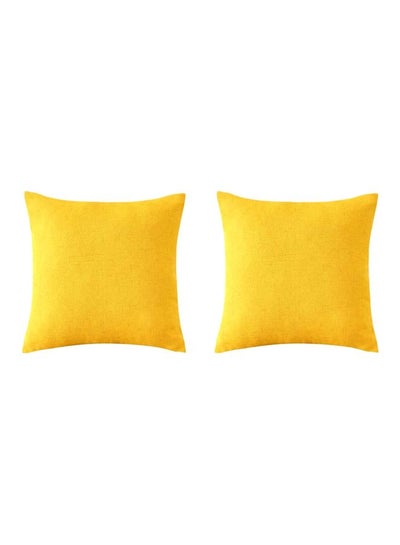 Buy 2-Piece Decorative Cushion Set Combination Yellow 40x40centimeter in Saudi Arabia