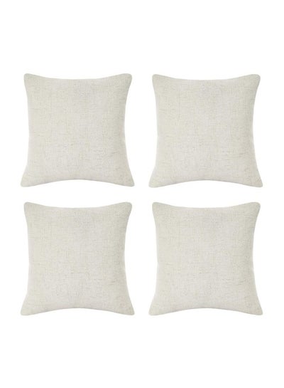 Buy 4-Piece Decorative Cushion Set linen Cream 40x40cm in Saudi Arabia