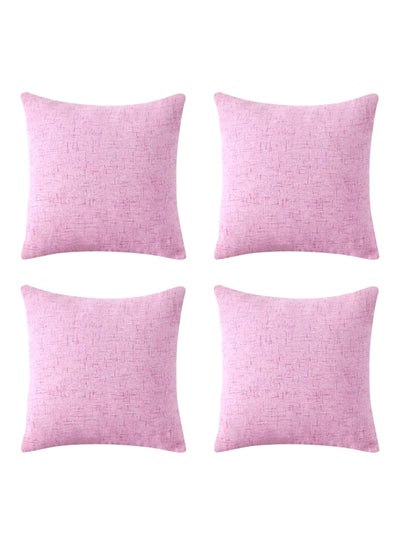 Buy 4-Piece Decorative Cushion Set linen Pink 40x40cm in Saudi Arabia