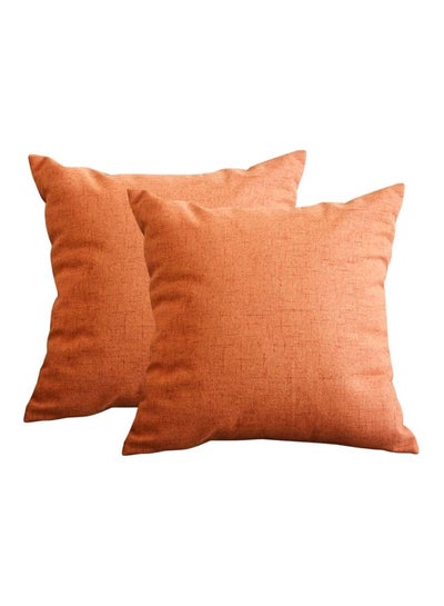 Buy Pack Of 2 Decorative Square Pillow Orange 45x45cm in Saudi Arabia