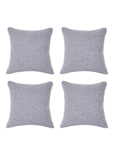 Buy 4-Piece Decorative Solid Cushion Set linen Grey 40x40cm in Saudi Arabia