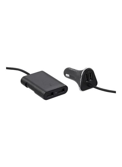 Buy 4 Port Passenger Car Charger Adapter With Extension Cable Black in UAE