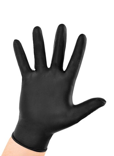 Buy 100-Piece Nitrile Powder Free Gloves Black Large in Egypt