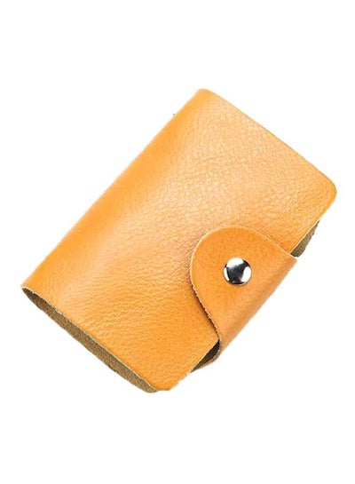 Buy Leather Hasp Button Wallet Yellow in UAE