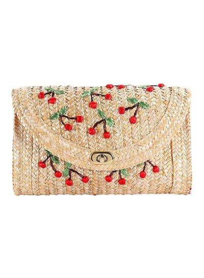 Buy Cherry Embroidered Crossbody Bag Yellow in Saudi Arabia