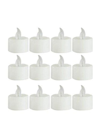 Buy 12-Piece LED Flickering Battery Operated Tea Light White 3x19cm in Saudi Arabia