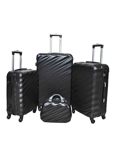 Buy Hardside 4 Piece Luggage Trolley Set Black in Saudi Arabia