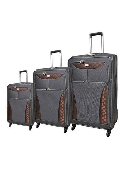 Buy Softside 3 Piece Luggage Trolley Set Grey in Saudi Arabia