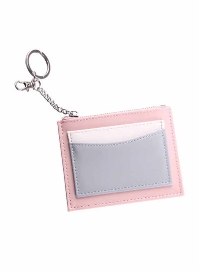 Buy Leather Mini Coin Purse Pink/Grey/White in Saudi Arabia