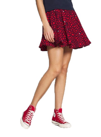 Buy Heart Printed Skirt Red/Black in UAE