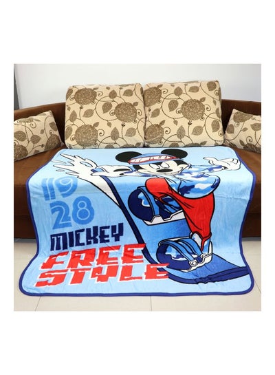 Buy Mickey Printed Blanket polyester Blue/Red/White 120x140cm in UAE