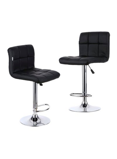 Buy 2-Piece Height Adjustable Swivel Bar Chair Set Black/Silver 43.6x15.5x15inch in Saudi Arabia