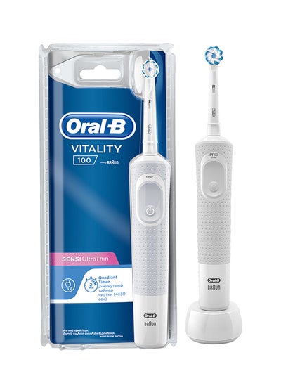 Buy Vitality 100 Sensi Ultrathin Rechargeable Clamshell Toothbrush White in Saudi Arabia