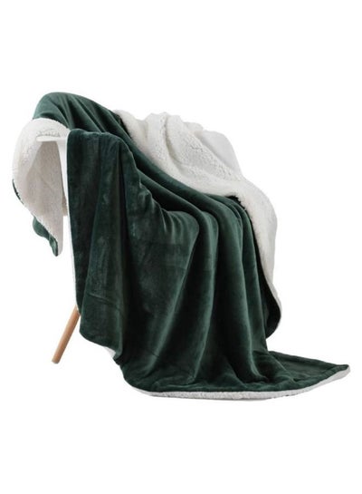 Buy Soft Sheep Reversible Blanket Fabric Green 200 x 230centimeter in UAE