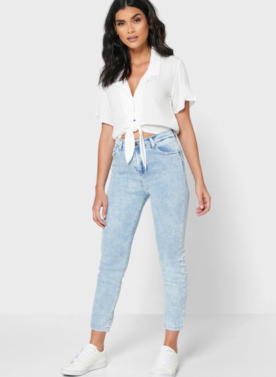 Buy High Waisted Skinny Jeans Blue in Saudi Arabia