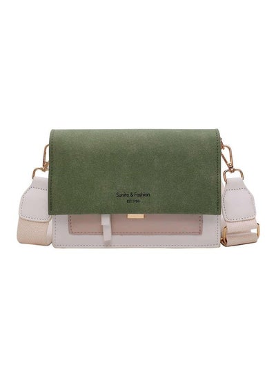 Buy Scrub Leather Crossbody Bag Green/White/Beige in Saudi Arabia