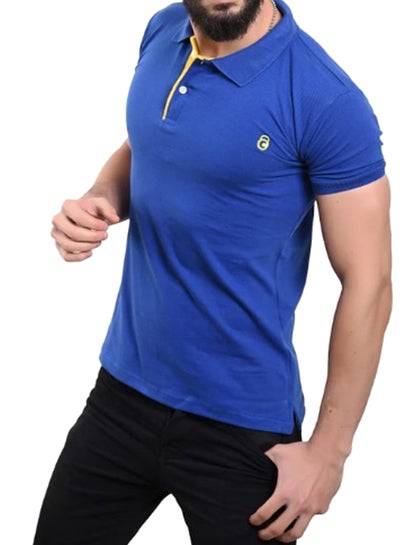 اشتري Casual Short Sleeve Polo T-Shirt Blue في مصر