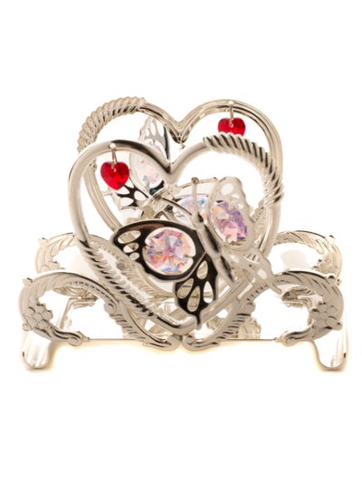 Buy Decorative Crystal Heart Shaped Tissue Holder Gold/Red 10 x 14cm in Saudi Arabia