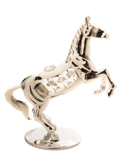 اشتري Decorative Crystal Horse Masterpiece With Base Silver 19 x 11.5centimeter في السعودية