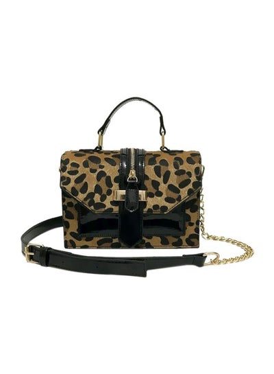 Buy Leopard Crossbody Bag Brown/Black in Saudi Arabia