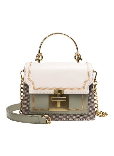 Buy Colourblock Designed Crossbody Bag White/Grey/Gold in Saudi Arabia