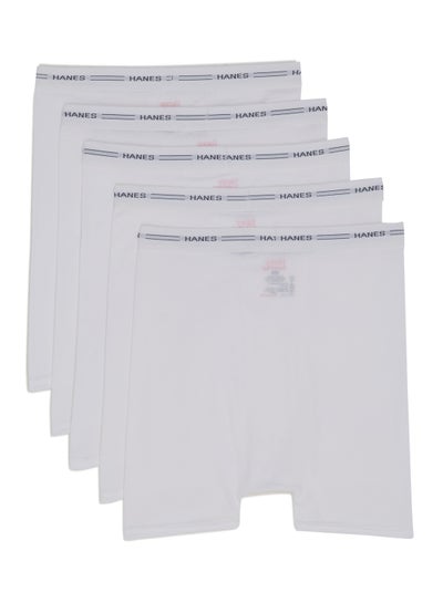 Buy 5-Piece Tagless Cotton Boxers White in UAE