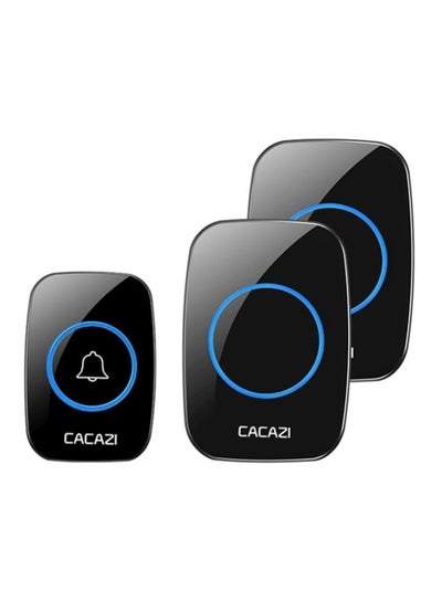 Buy 3-Piece Waterproof Wireless Doorbell Black/Blue 17.5x6.6x10.3centimeter in UAE