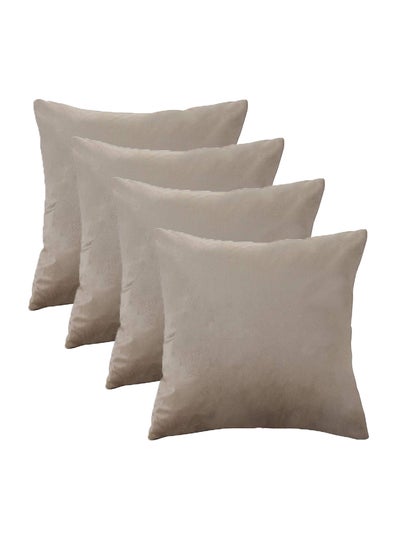 Buy 4-Piece Solid Pattern Decorative Pillow Velvet Grey 65x65cm in Saudi Arabia